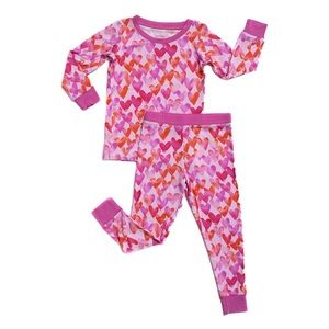 Watercolor Hearts Little Sleepies 2 piece pajama set